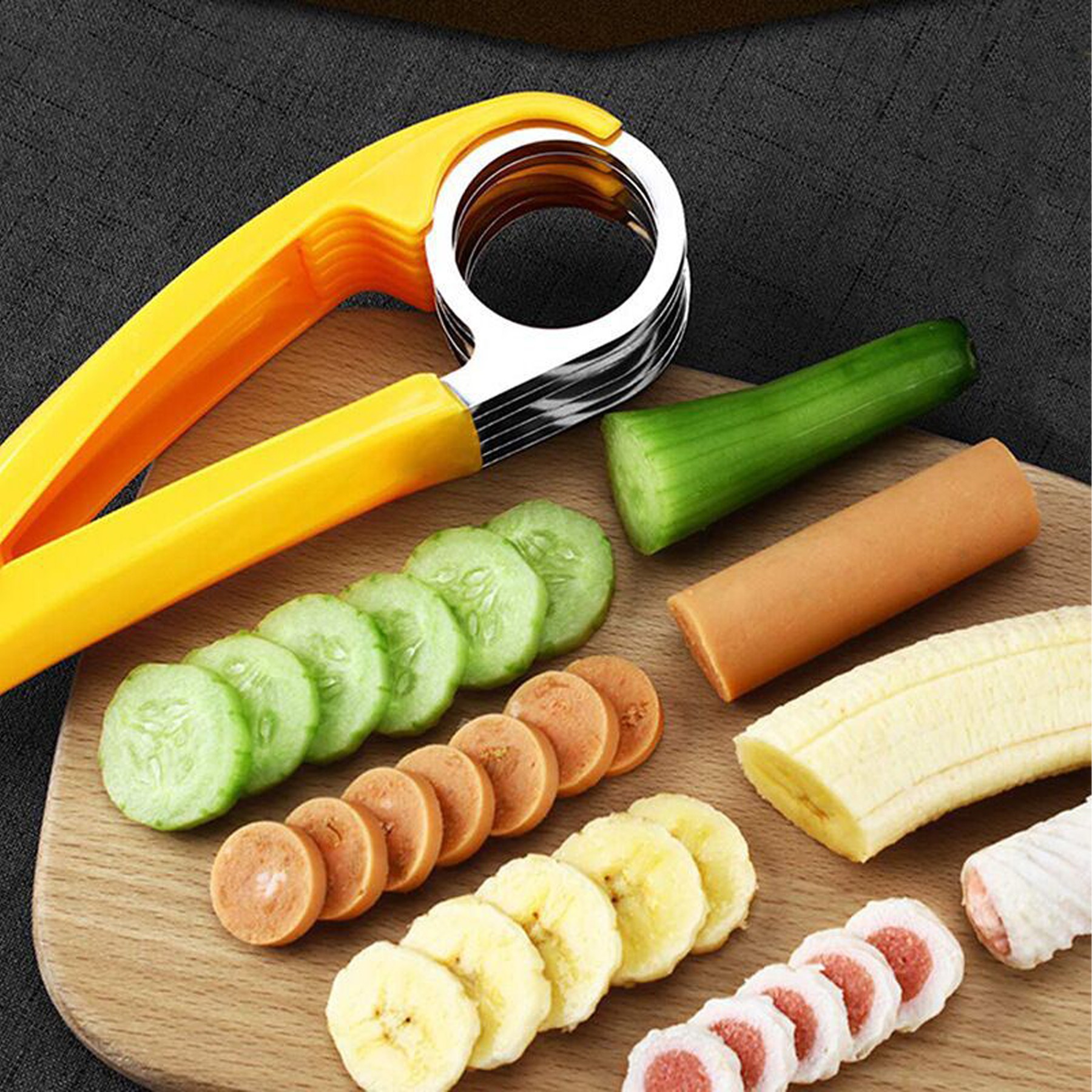Stainless Steel Fruit Cutting Tool Banana Ham Slicer 8