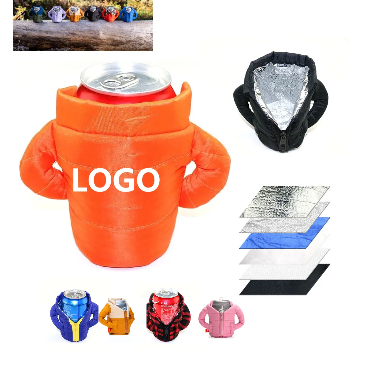 Beverage Can Coolers Beer Vest Jacket Cover, custom koozie with logo imprint 5