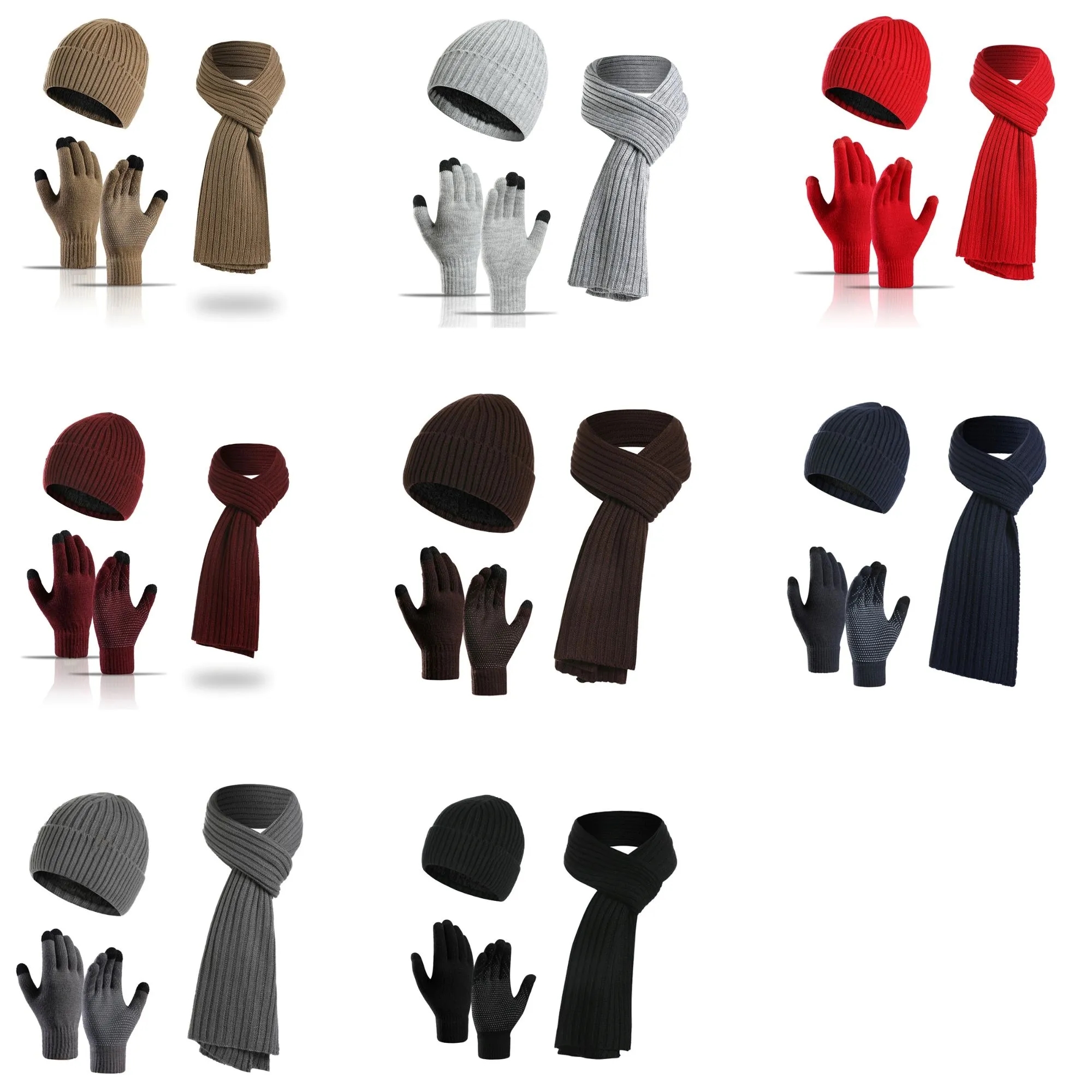Winter Warm Scarf Hat Three Piece Set 4