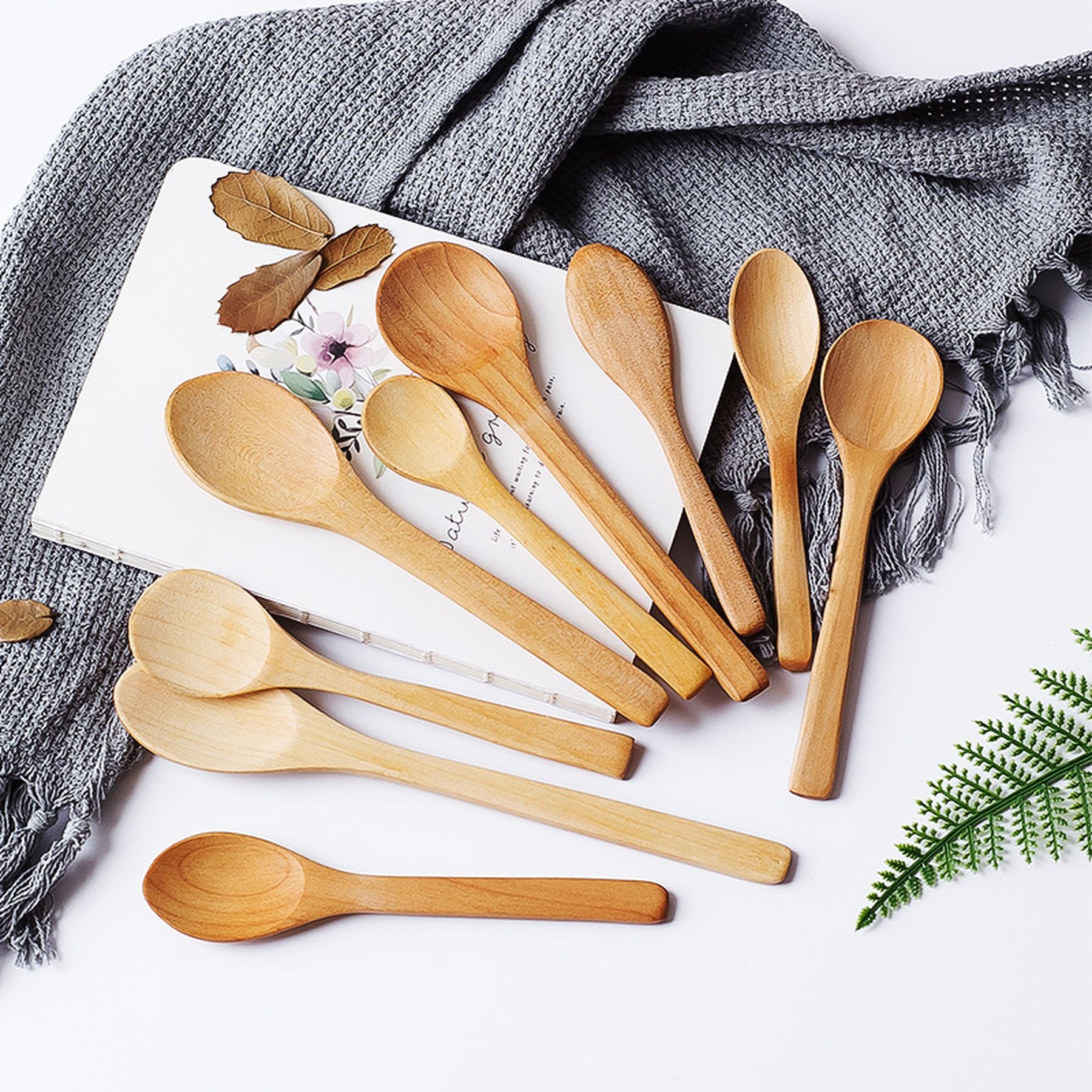 Mini Bamboo Honey Spoons Cooking Condiments Nature Spoons 5