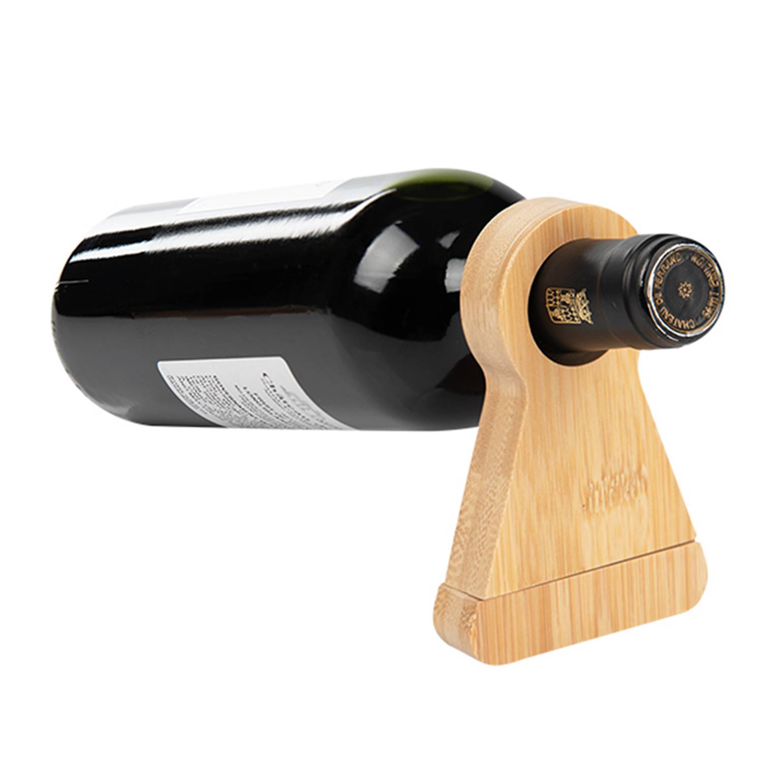 2 in 1 Bamboo Triangle Wine Stand w/ Corkscrew 5
