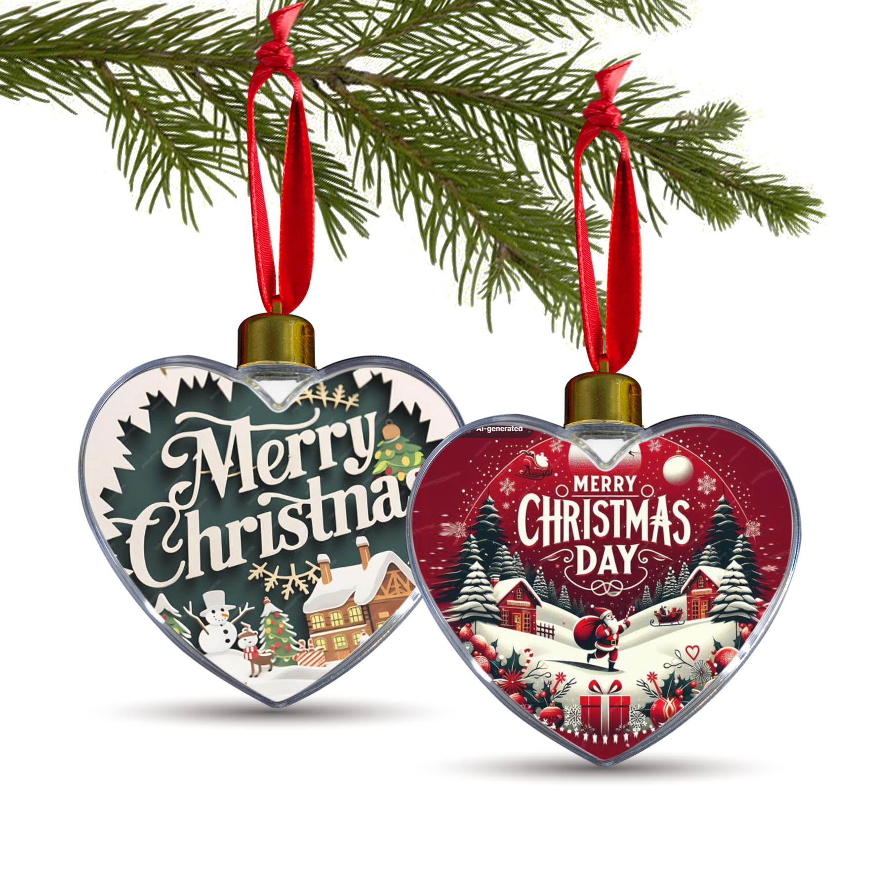 MDF Full Color Clear Heart Ornament 6