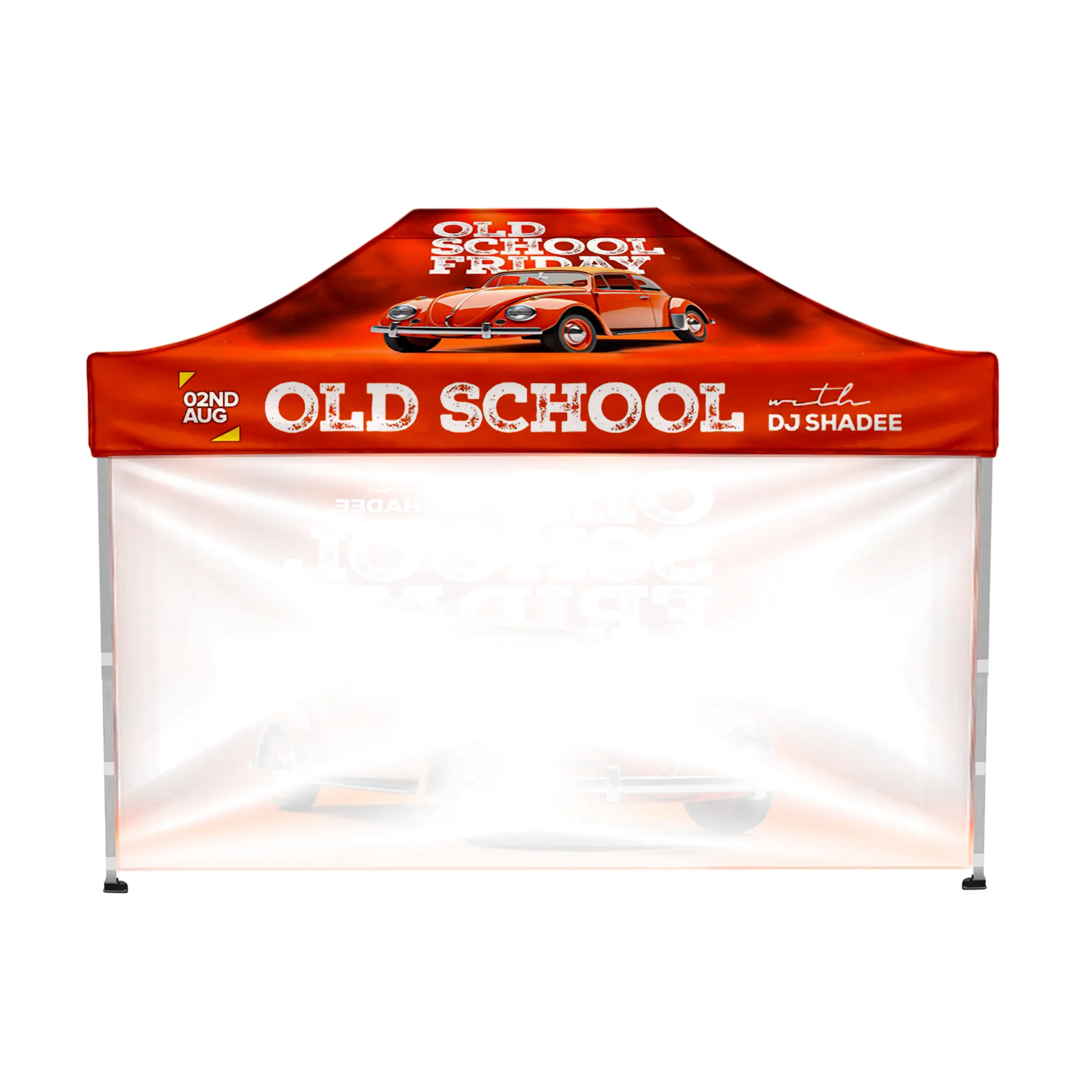 10'x15' Tent Canopy w frame, 1 long full + 1 side half wall 8