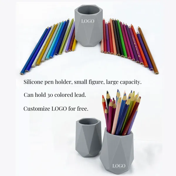 Silicone pen holder simple geometric white desktop storage 4