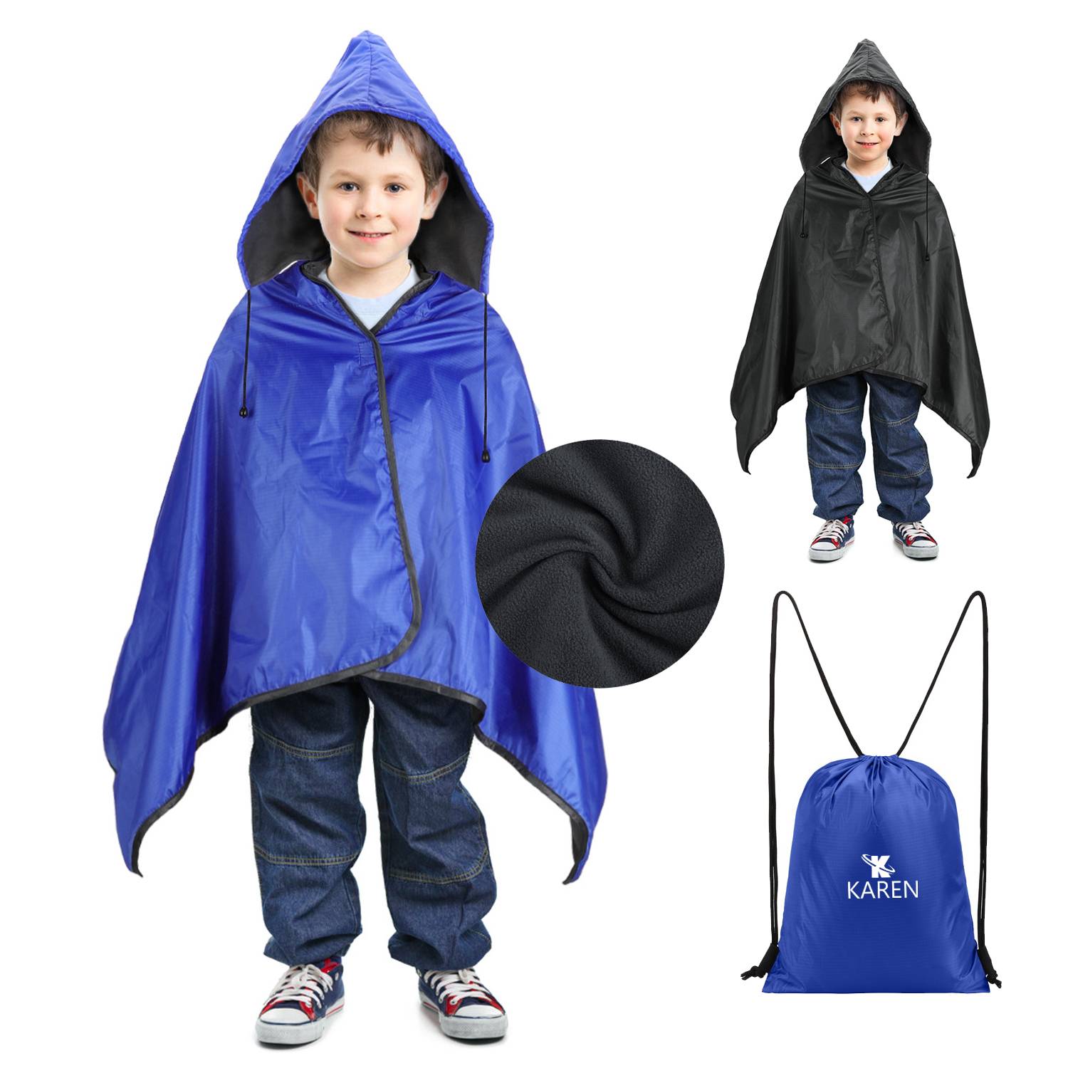 Multifunctional Fleece Hooded Stadium Blanket For Kids 2