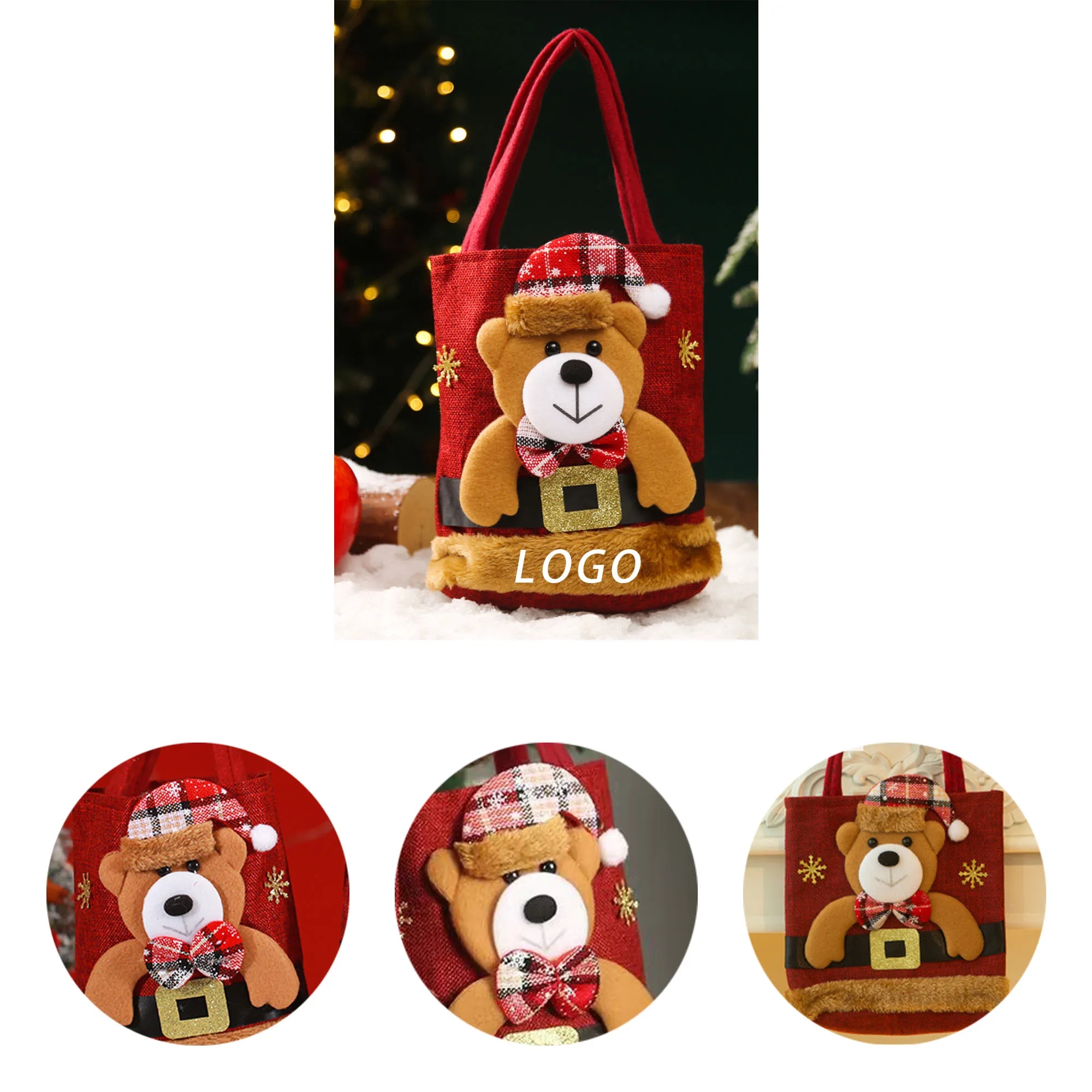 Christmas Handheld Gift Bag With Logo For Surprise, Holidays