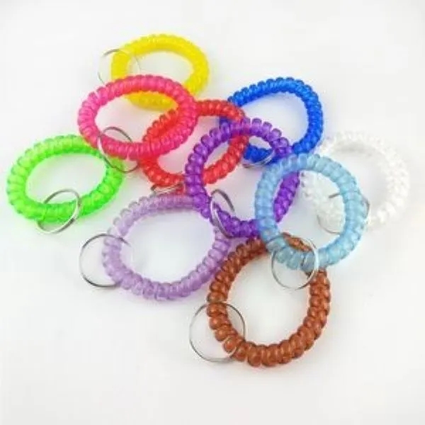 Transparency Flexible Spiral Coil Stretchable Key Chain 11