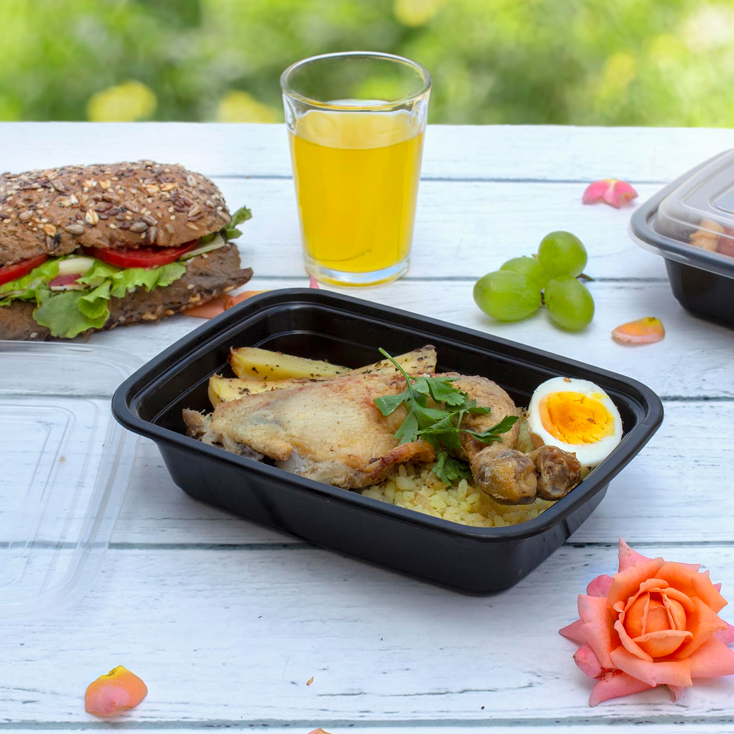 27oz Pack of 50 Food-Grade Black Bottom Meal Boxes 6
