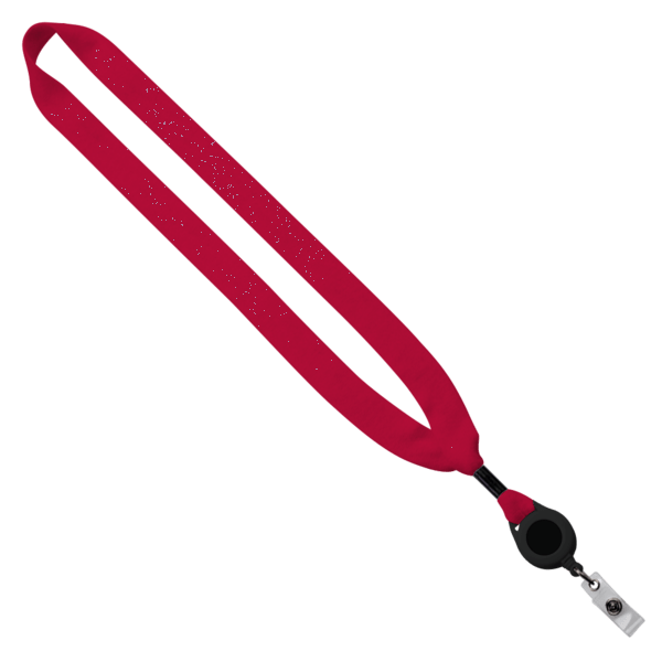 3/4" Cotton Lanyard with Metal Crimp & Retractable Badge Reel 37