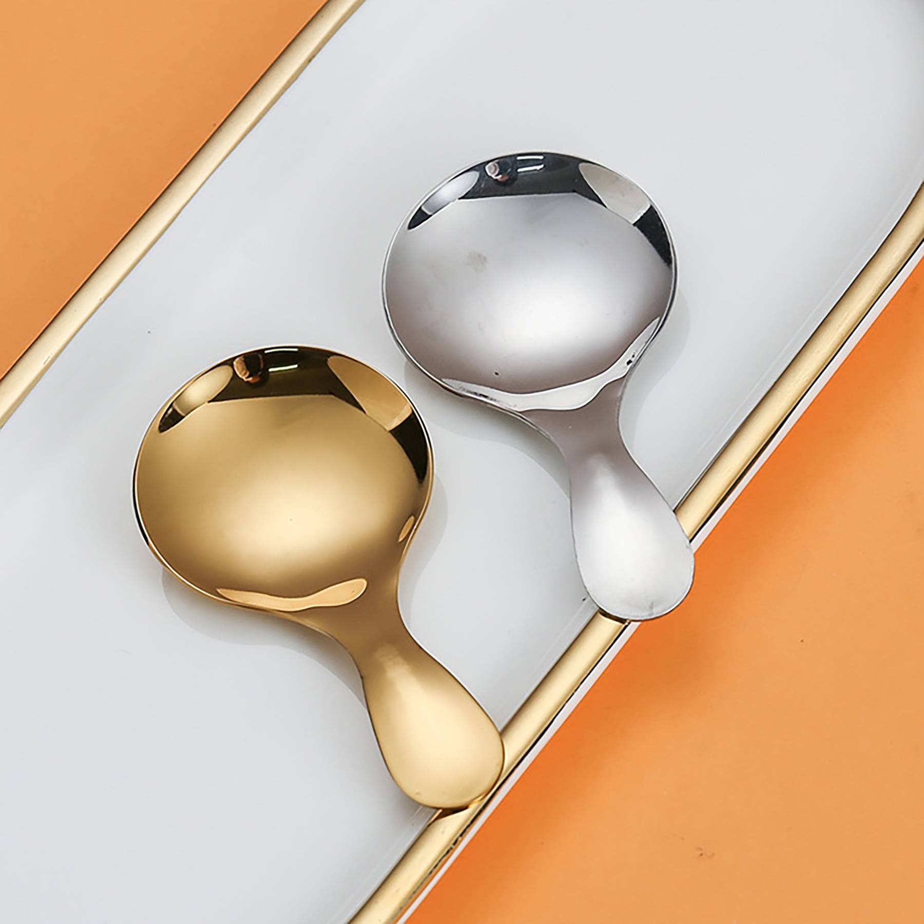 Stainless Steel Short Handle Thickened Small Round Spoons 3