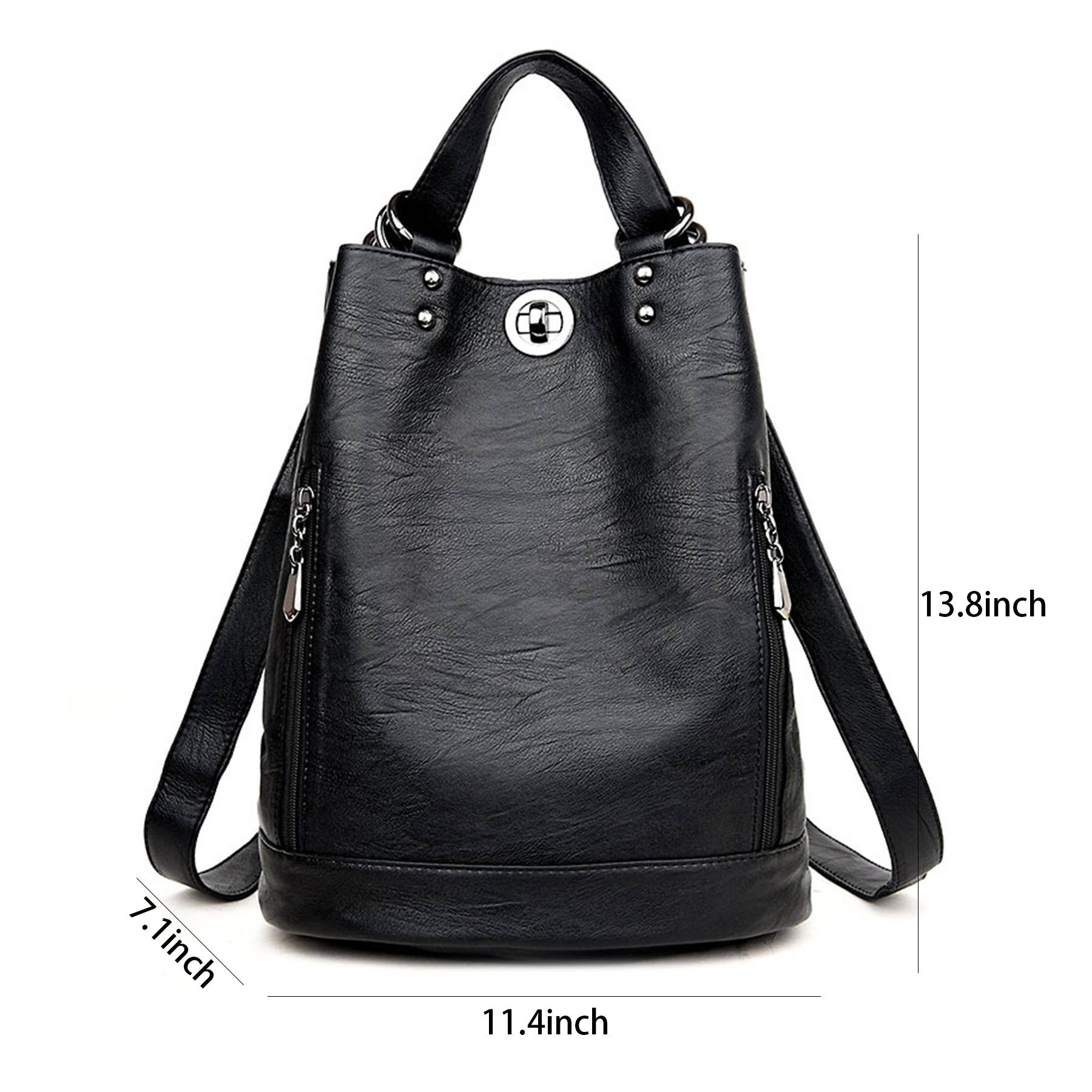Pu high-capacity Bucket Backpack Women 7