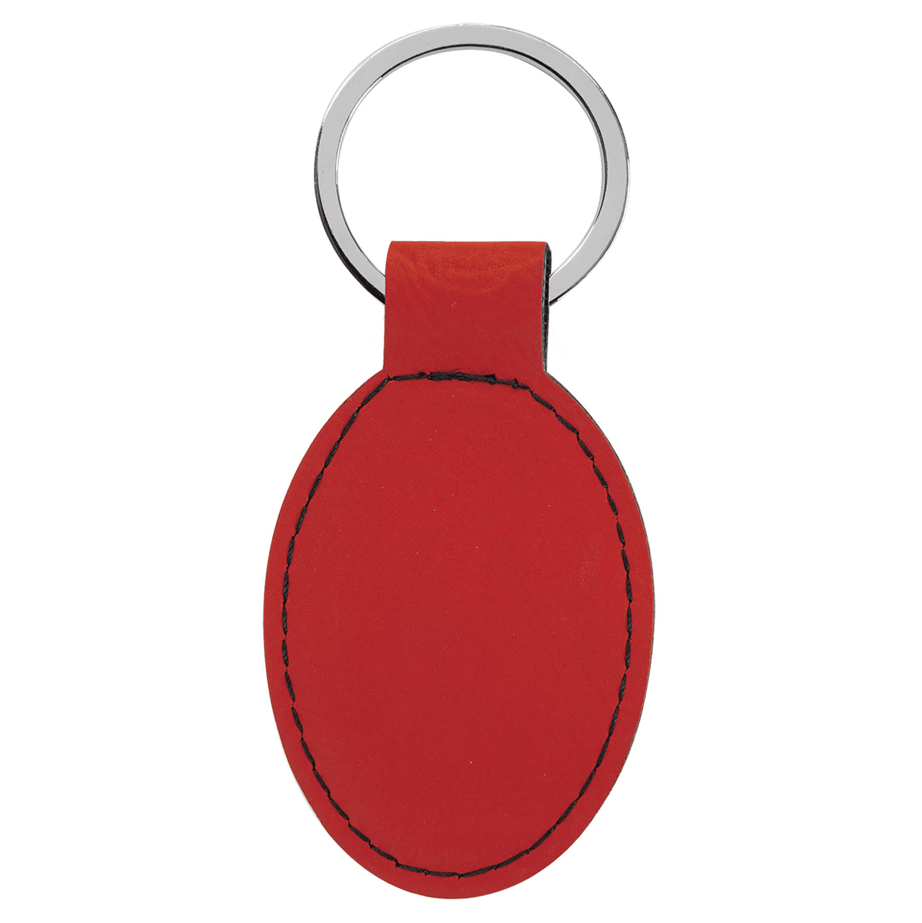 Red Leatherette Oval Keychain 4
