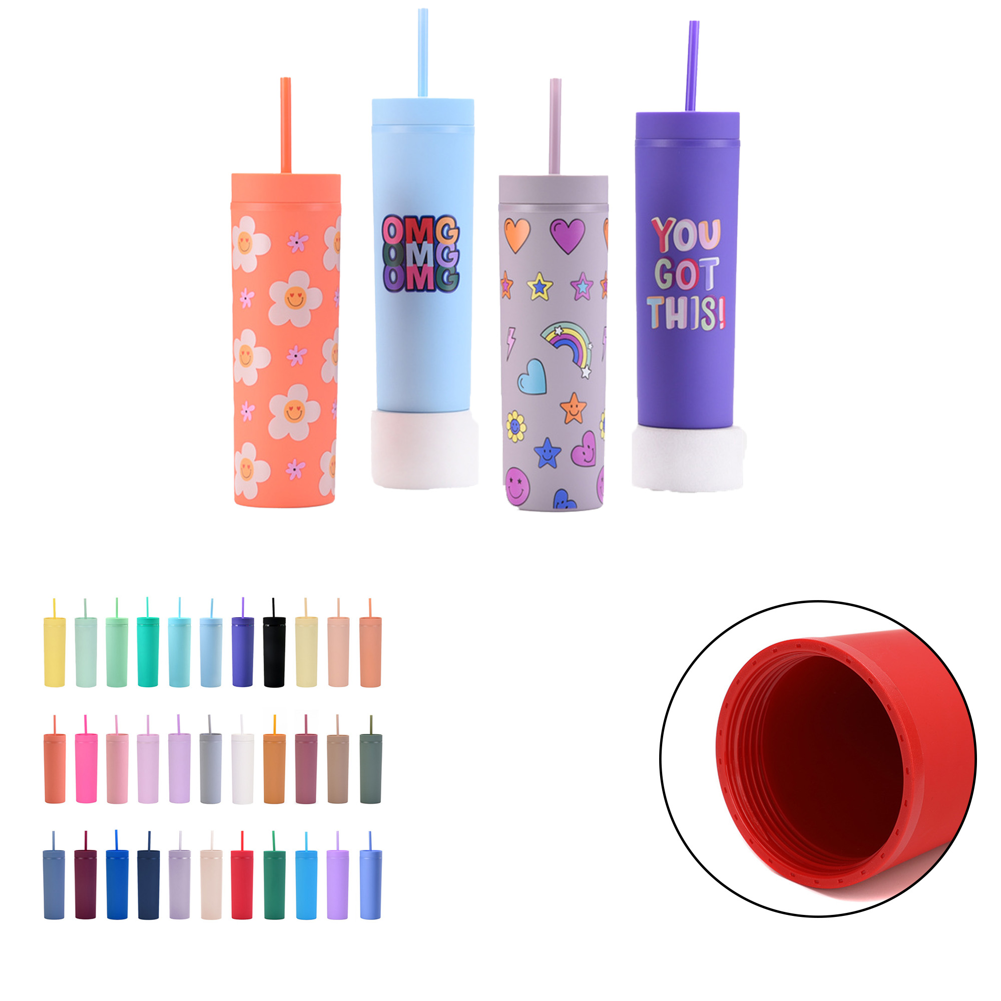 16oz Sanded Straight-Body Straw Water Bottle 2