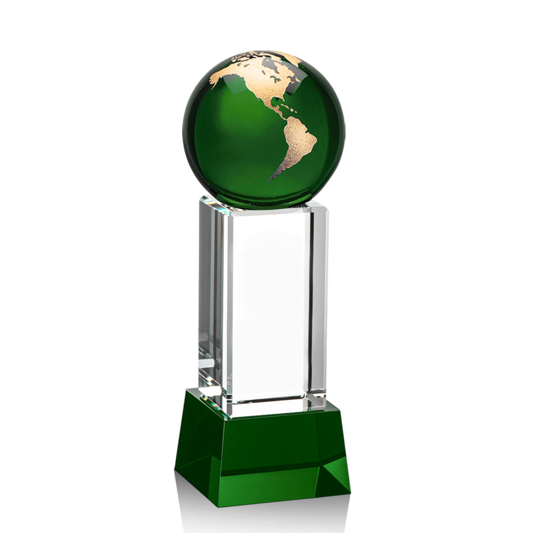 Luz Globe Award on Base - Green/Gold 4