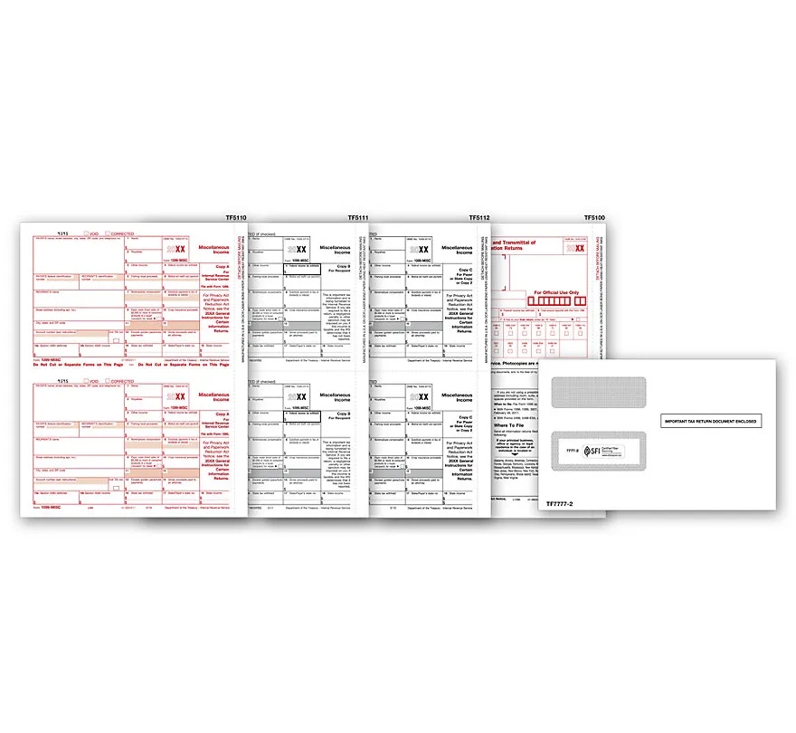 1099-MISC Income Laser Forms with Envelopes Kit, 3-Part 1