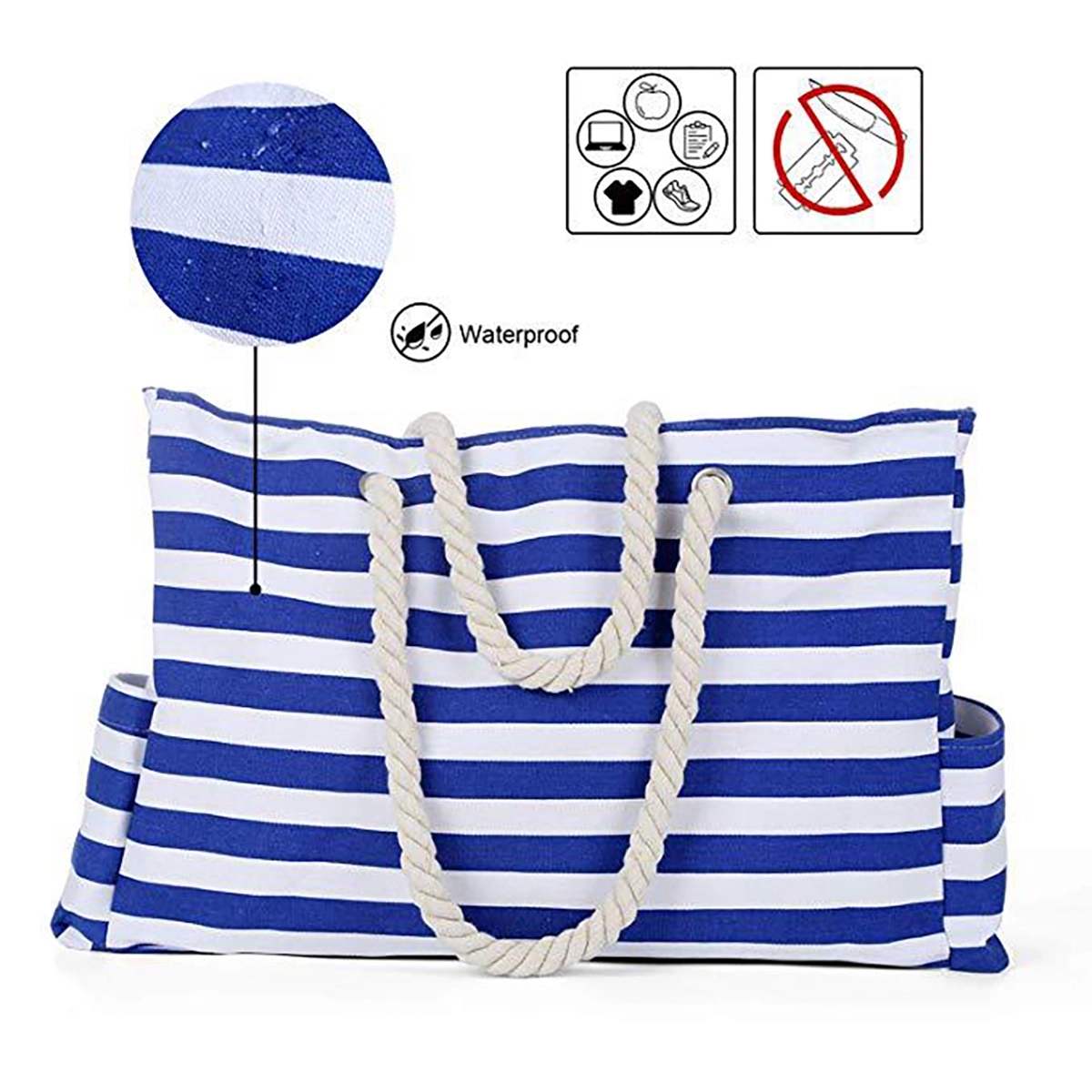 Maritime Stripes Beach Bag With Zipper 5