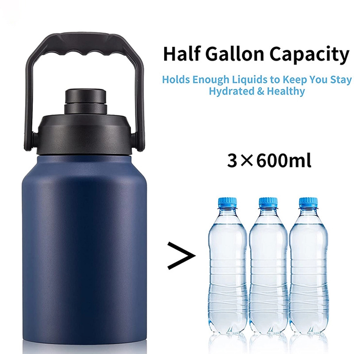 64OZ. Insulated Water Bottle Jug with Handle 5