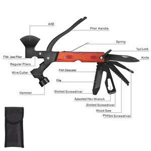 Wooden Panel Multi Emergency Hammer With Axe Essential Tools 19