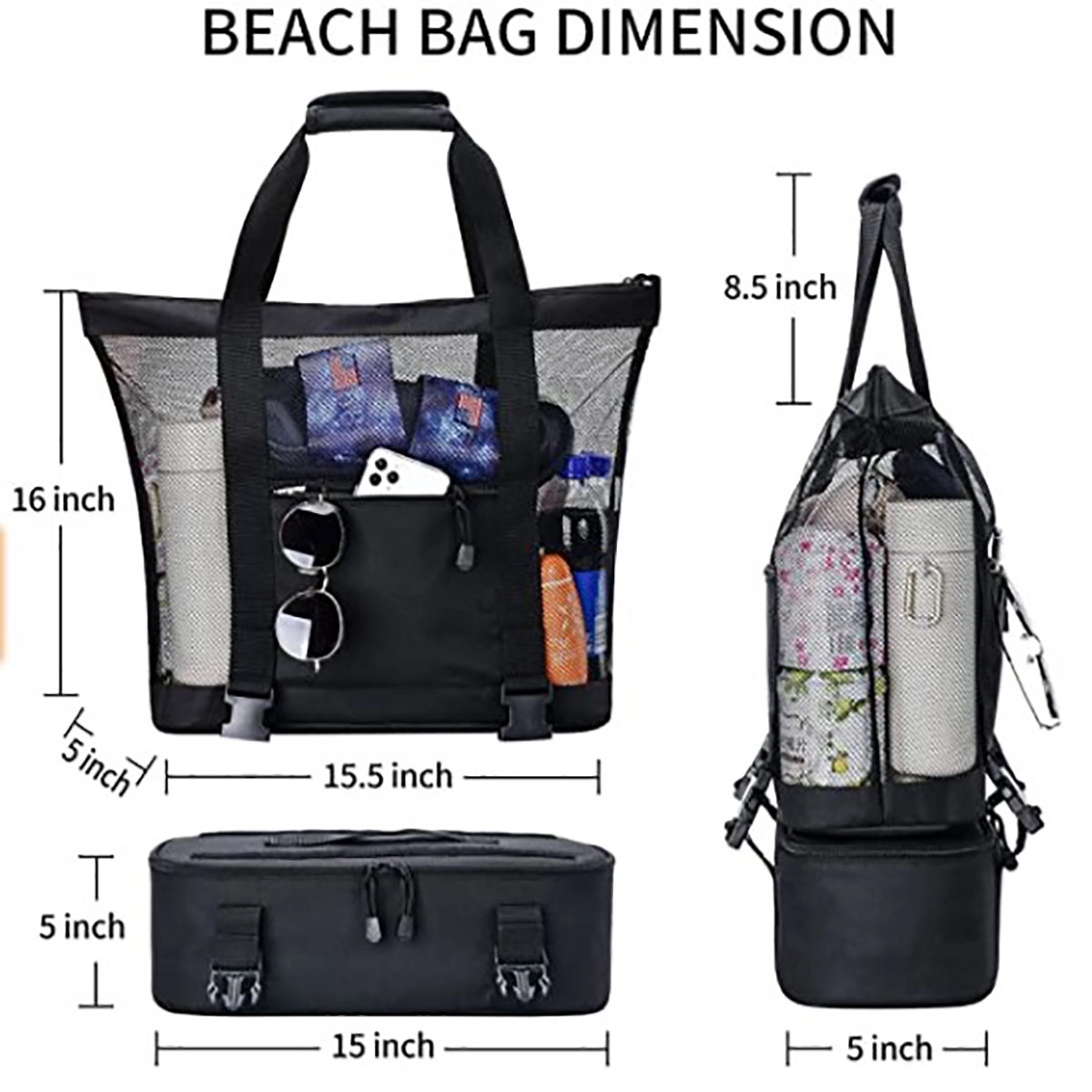 Mesh Beach Bag With Insulated Cooler 3