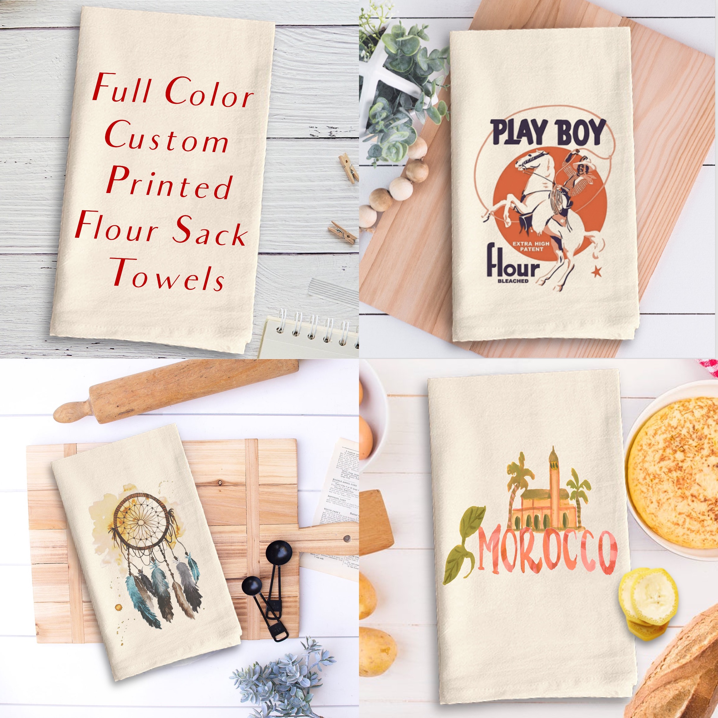 Natural Vintage Flour Sack Tea Towel 16