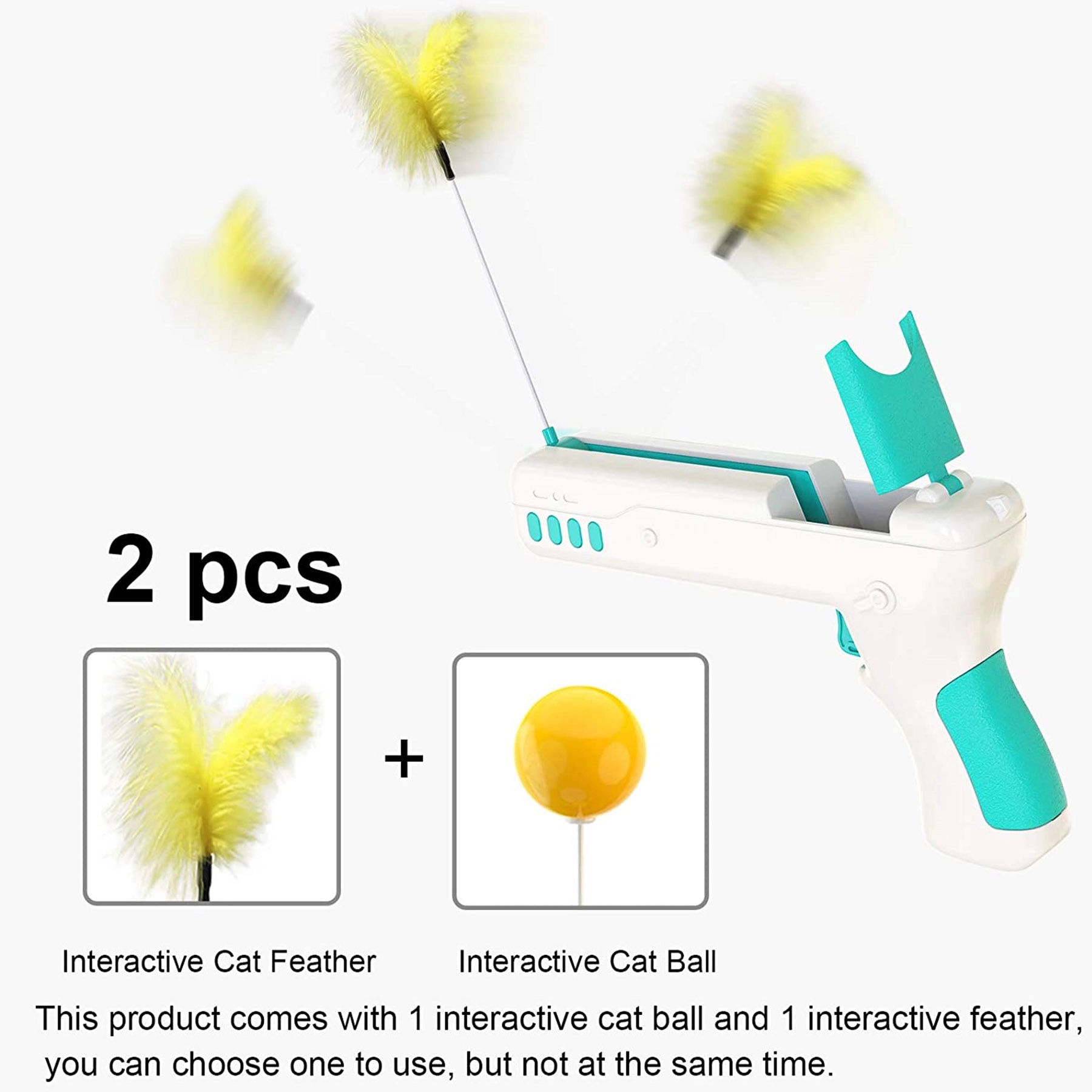 Rebound Cat Gun Toy Baseball Feather 4