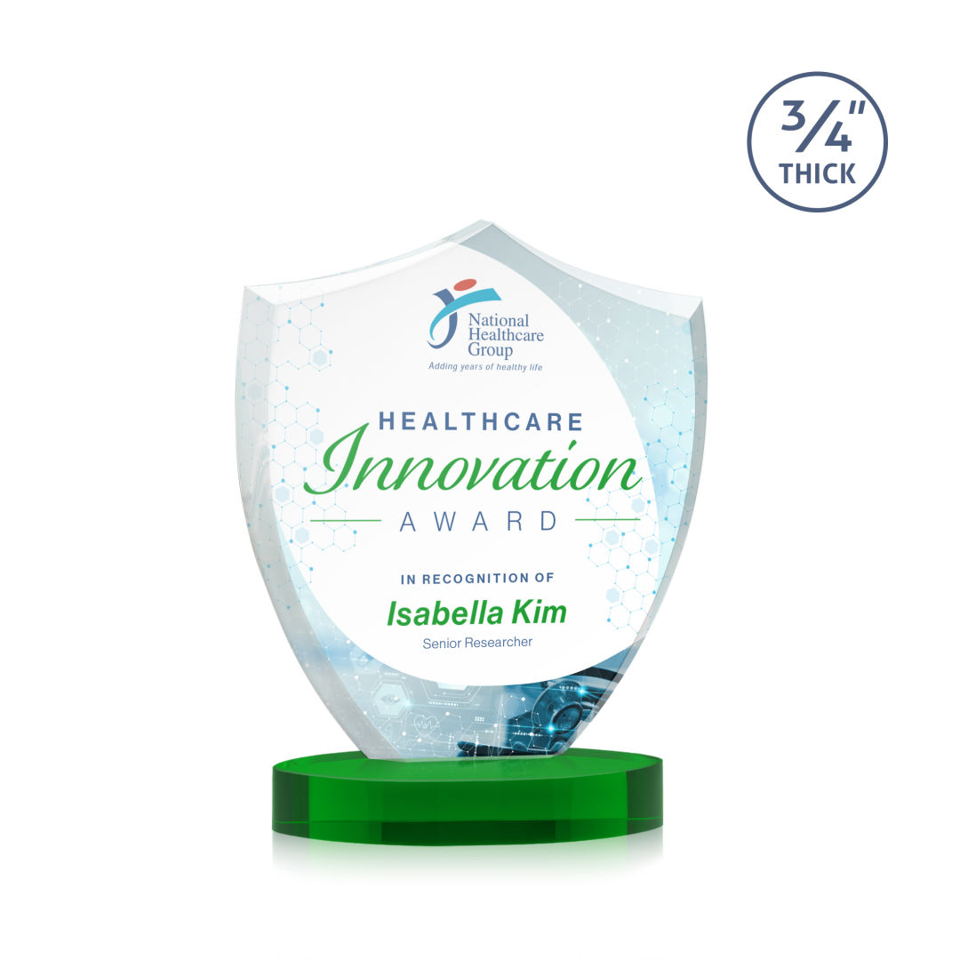 Scudo Shield VividPrint™ Award on Alberton Base - Green 4