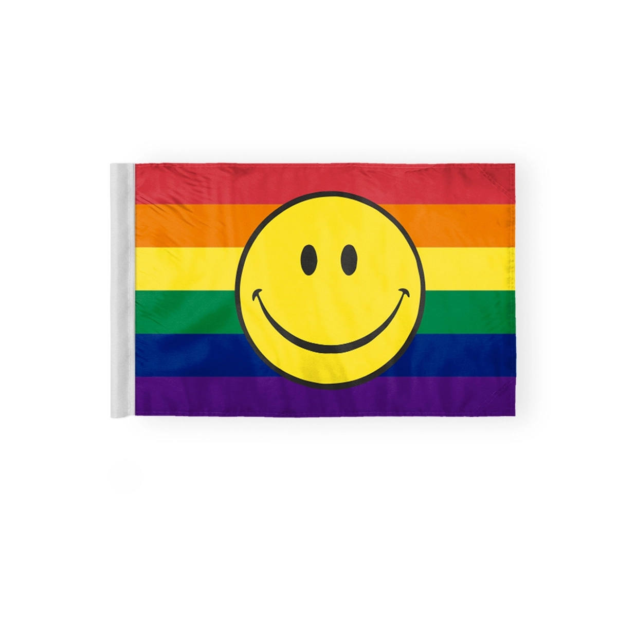 6''x9'' 2ply wPoly Rainbow with smiley face Pride Motorcycle 1