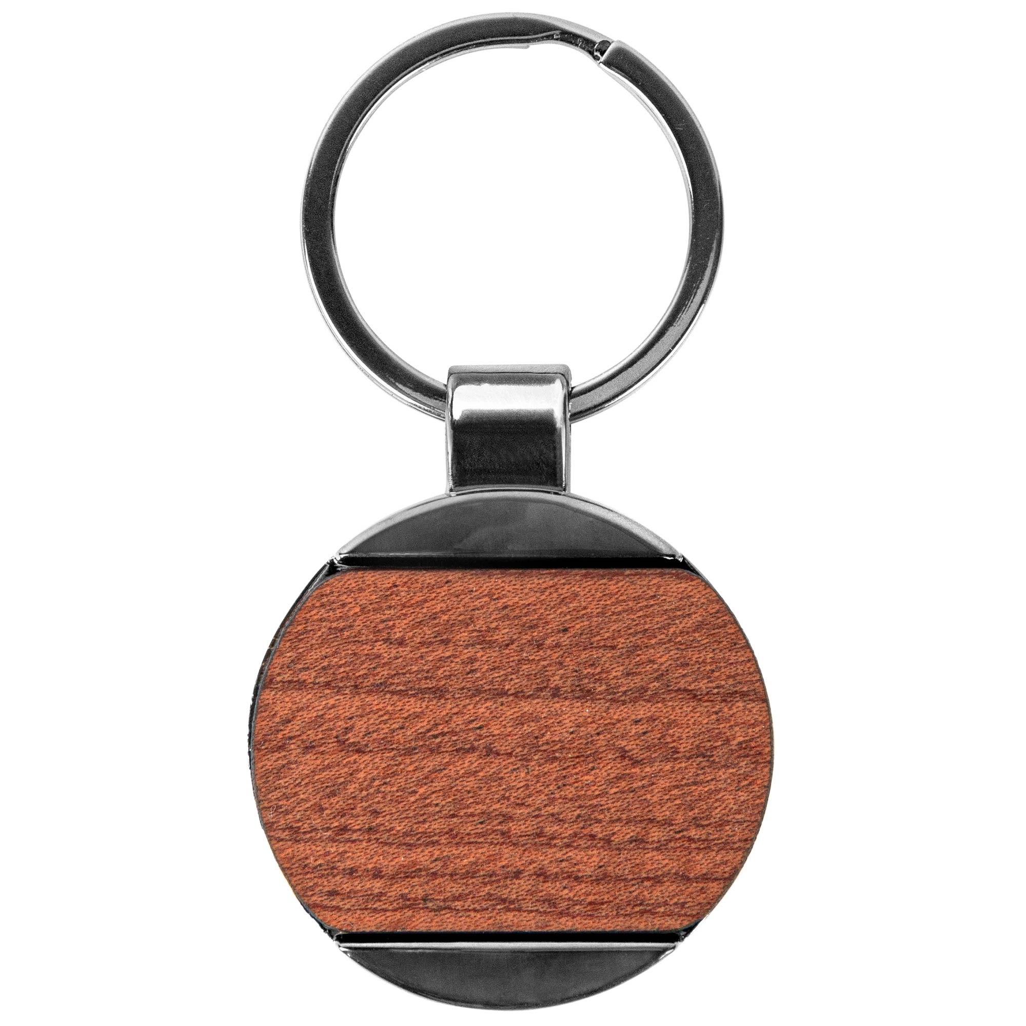 Newcastle Gunmetal & Wood Round Key Chain 4