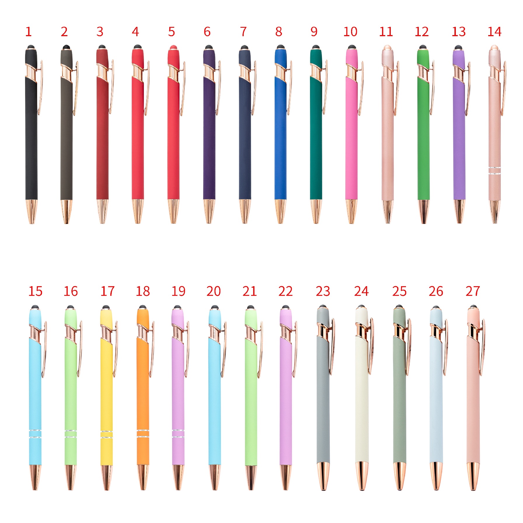 Rose Gold Soft-Touch Metallic Pen W/ Stylus 20