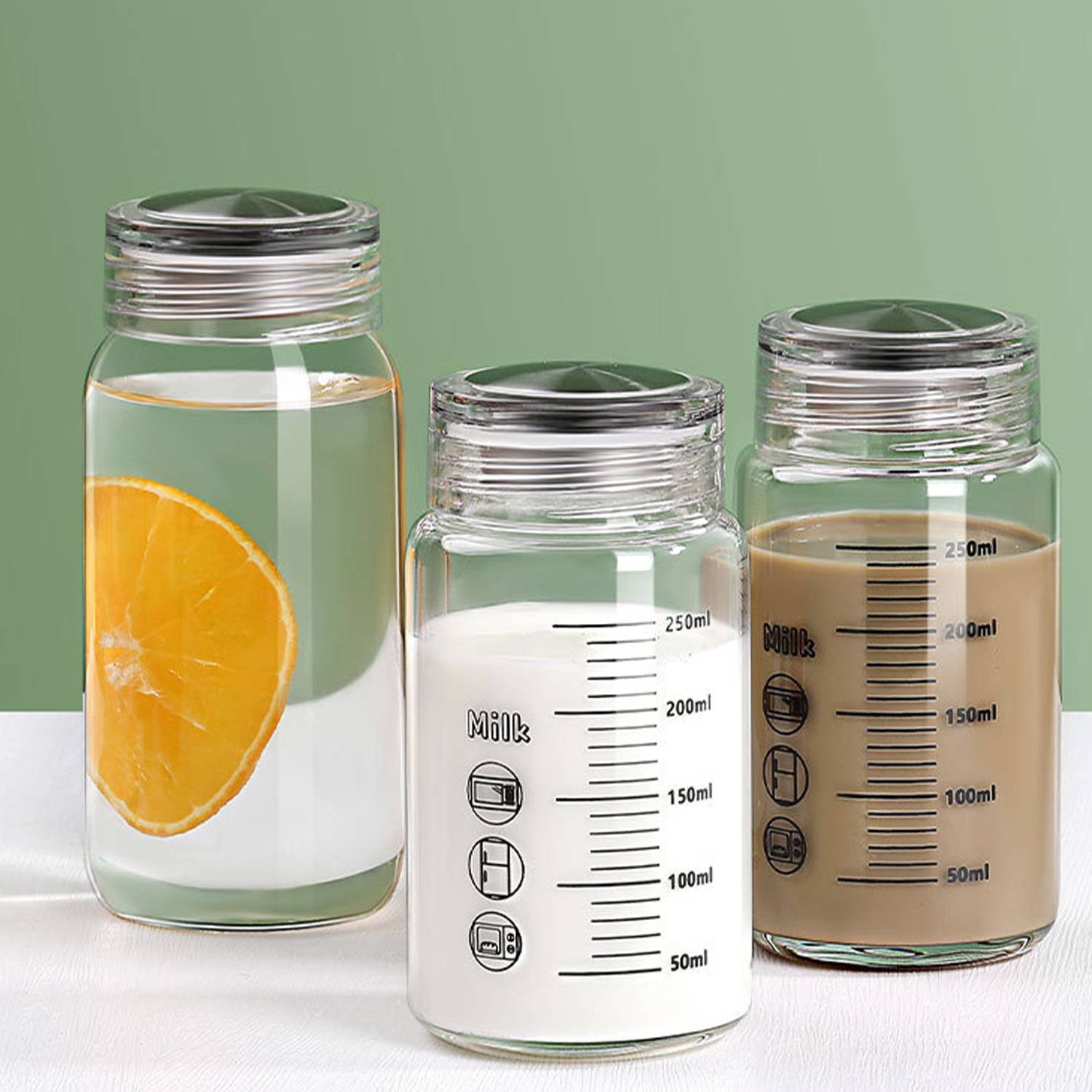 8.8oz Scaled Wide Mouth Glass Milk Bottle 3