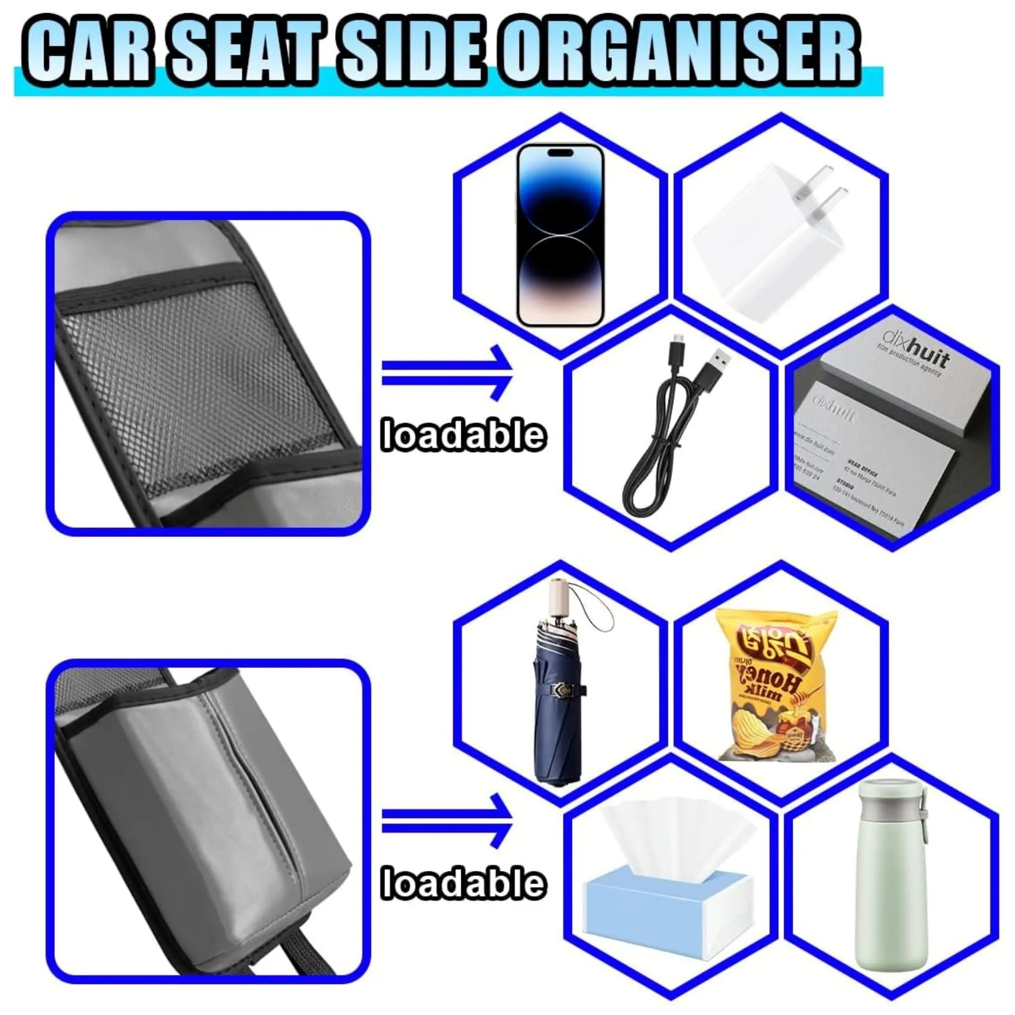 Portable Multifunctional Car Seat Storage Bag 3