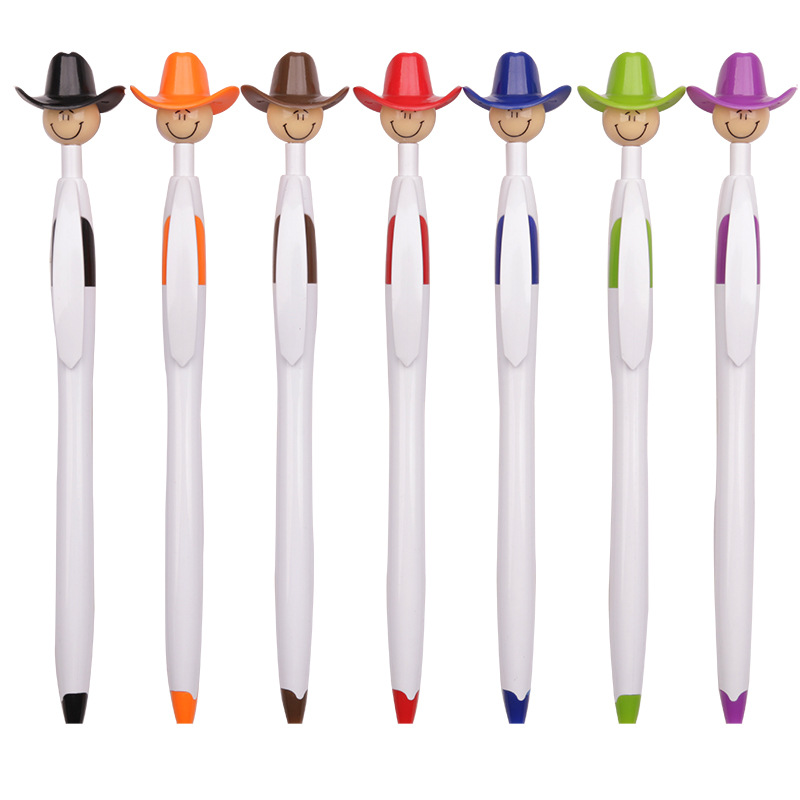 Novelty Cowboy Hat Smiley Ballpoint Pens Cartoon Pens 4