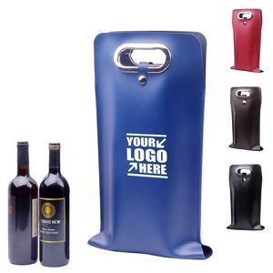 Premium PU Leather Wine Bag With Window And Elegant Metal Handles 4