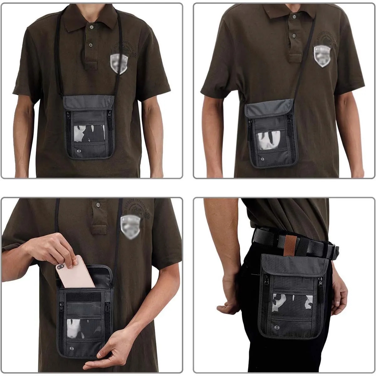 Multifunction RFID Travel Wallet Badge Passport Neck Pouch 4