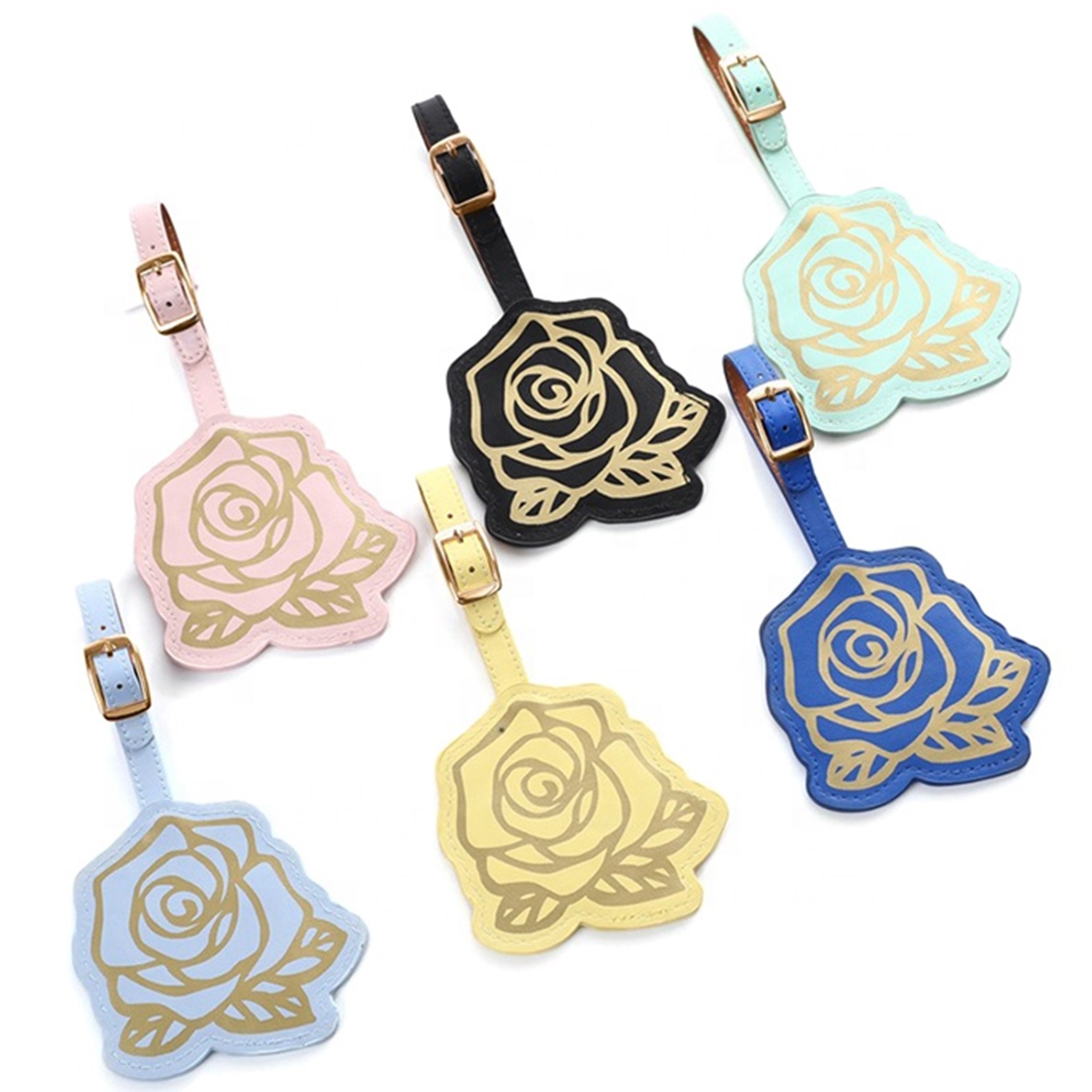 Rose Shape PU Luggage Tag Travel Airline Suitcase Name Tags 4