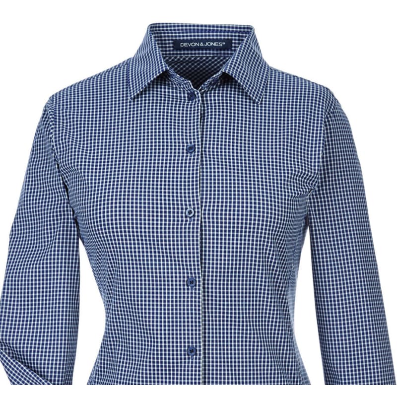 Devon & Jones CrownLux Performance™ Ladies' Tonal Mini Check Shirt 10