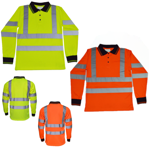 VISIPRO Long Sleeve Reflective Safety Polo with Bands, 4