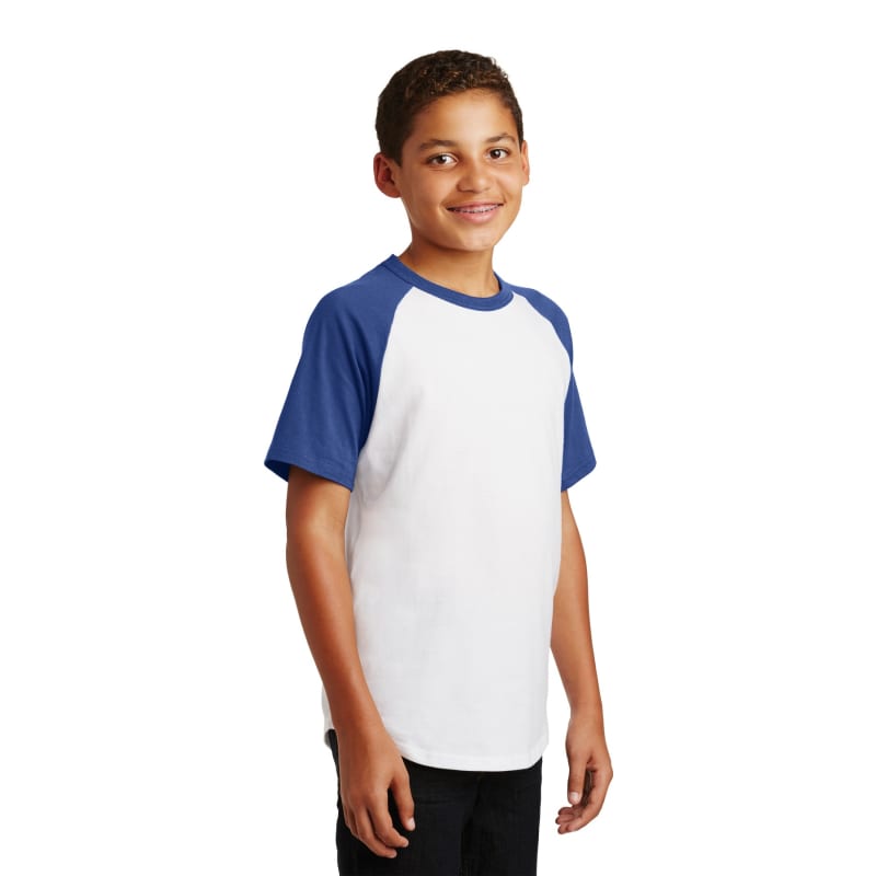 Sport-Tek Youth Short Sleeve Colorblock Raglan Jersey. 5