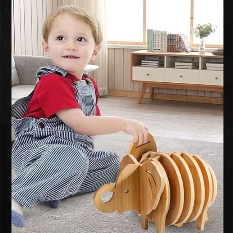 Elephant Shaped Bamboo Coaster and Table Top Decoration 13