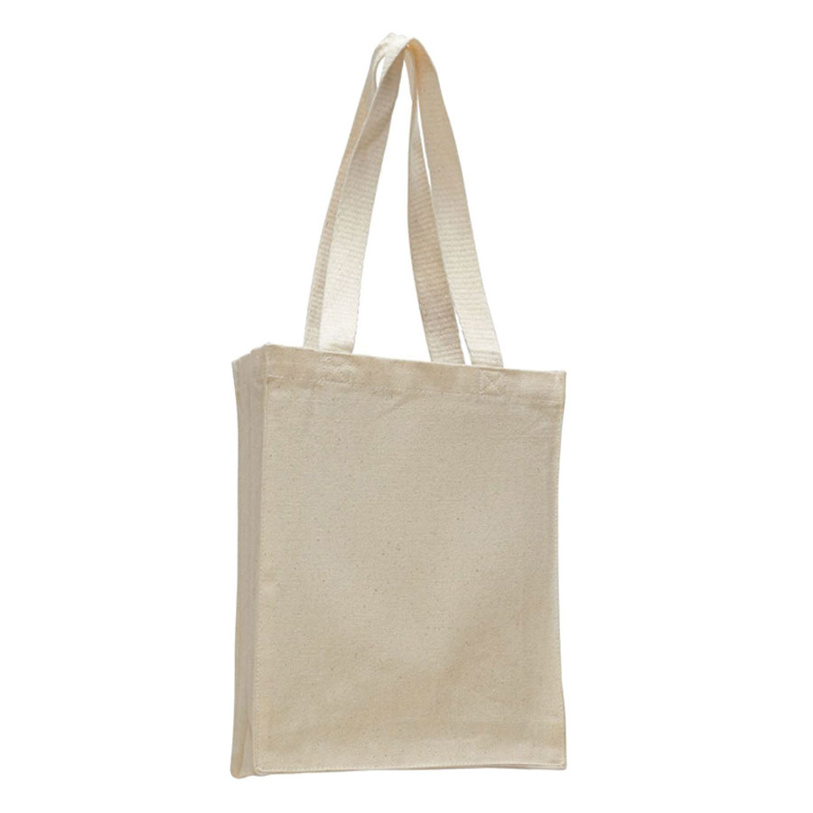 12 oz Cotton Canvas Book Tote Bag - 11"W x14"H x 5"D x 4