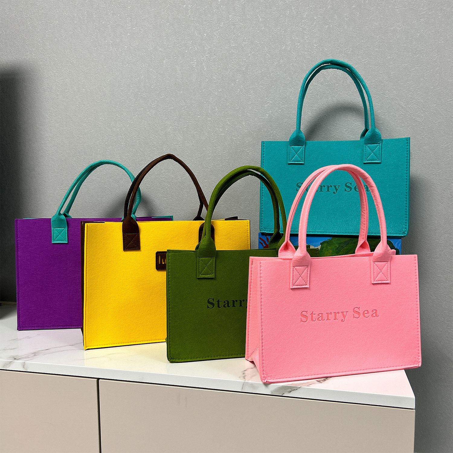 Felt Shopping Tote Bag, custom tote bag with logo imprint 5