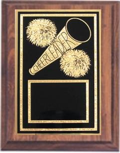 6" x 8" Cherry Finish Plaque with a Cheerleading Plate 1