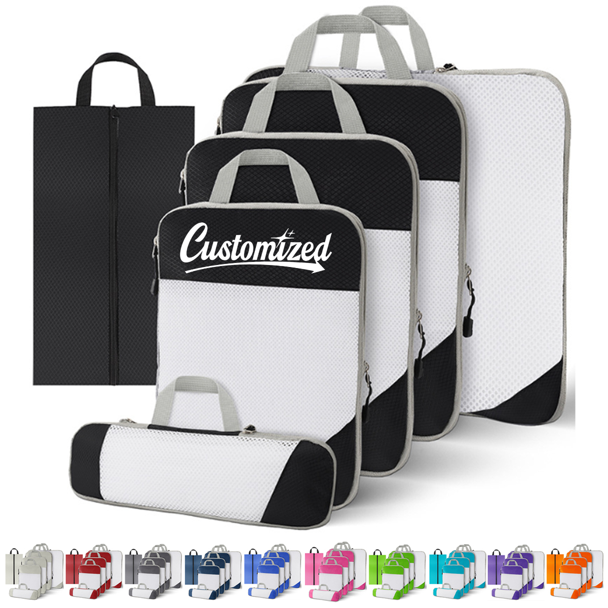 6-Piece Waterproof Travel Organizer Set with Compression 1