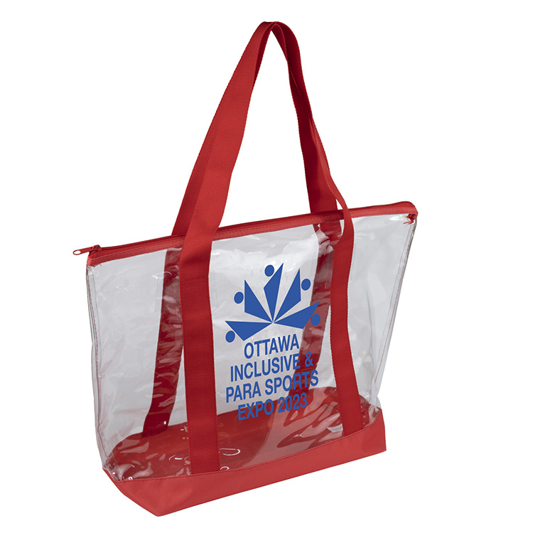 19"W x 13 ½"H x 6"Gusset - "BONDI" Jumbo Clear Zippered Tote Bag 6