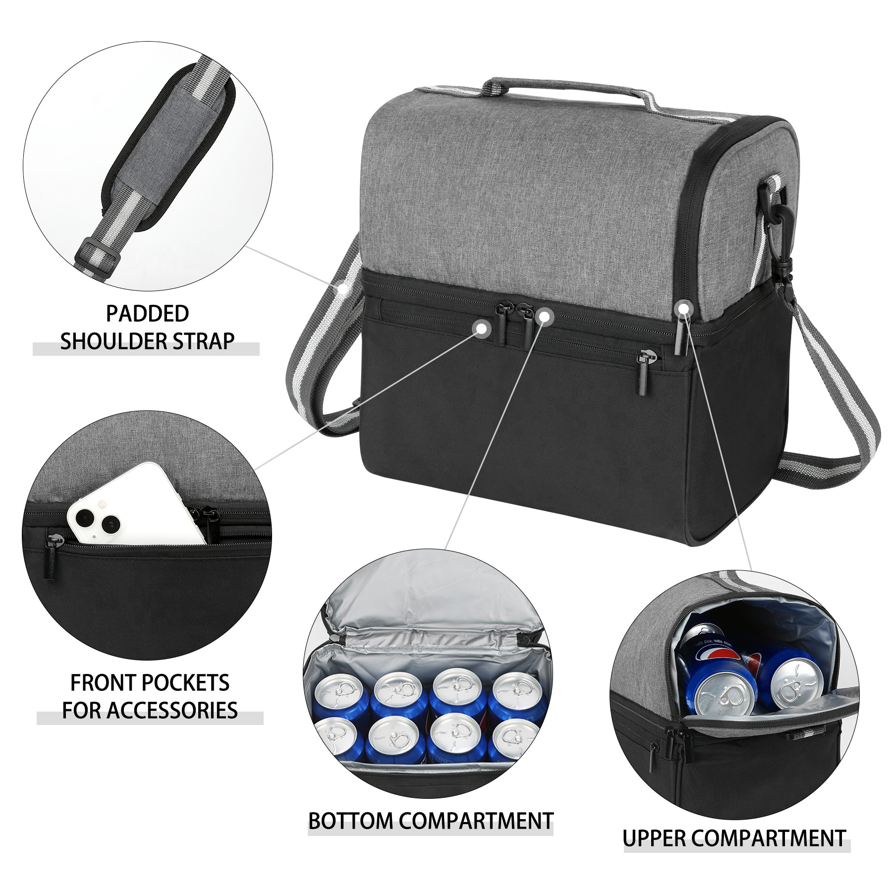 14 Can Dual Compartment Insulated Cooler Bag 7