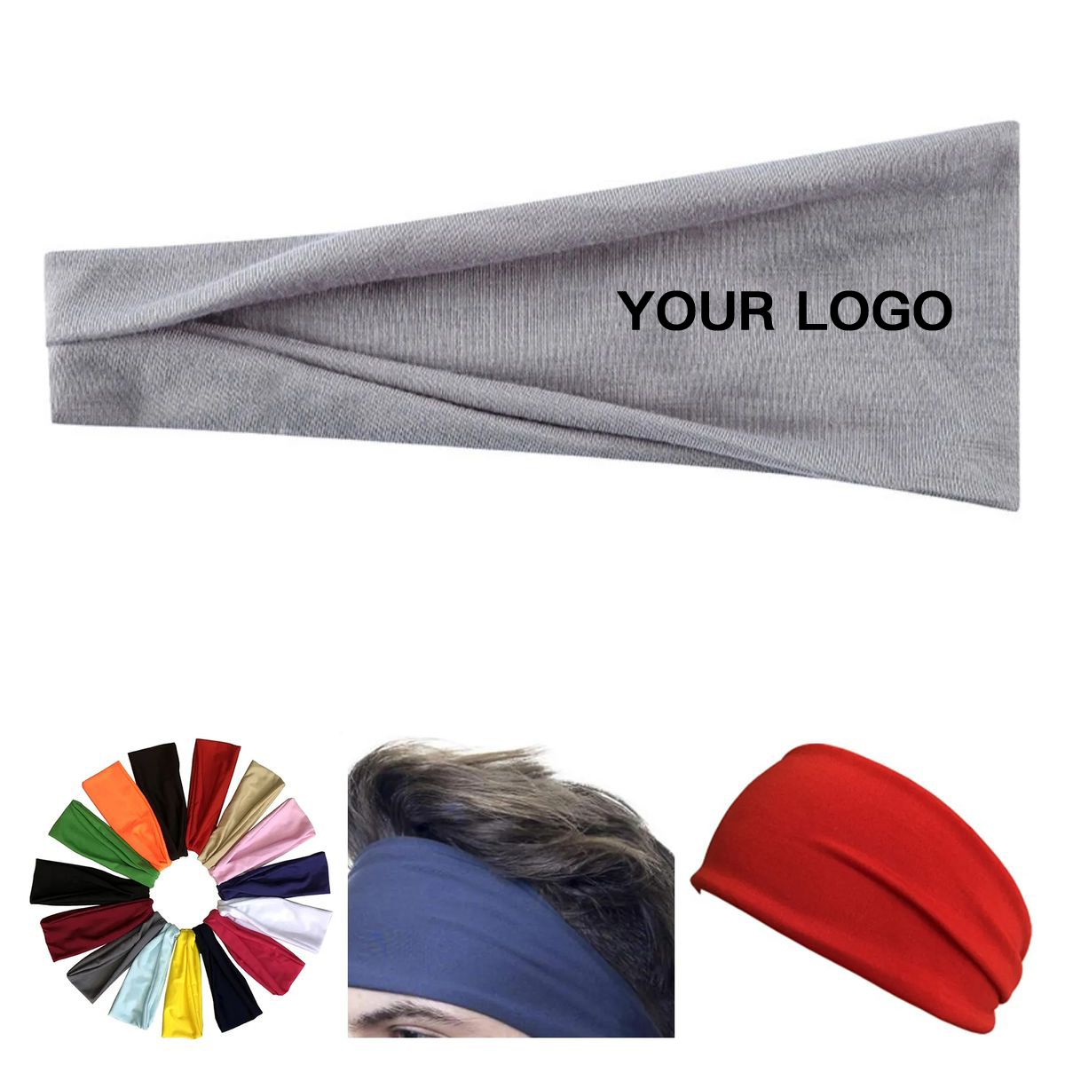 Stretchy Polyester Sports Sweat Headband 10
