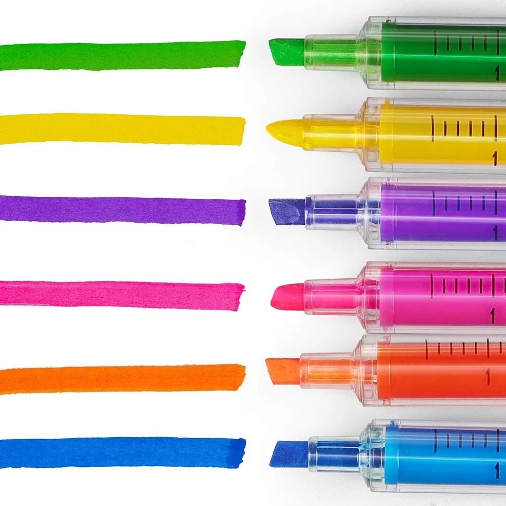 Syringe Highlighters Fluorescent Needle Watercolor Pen 5