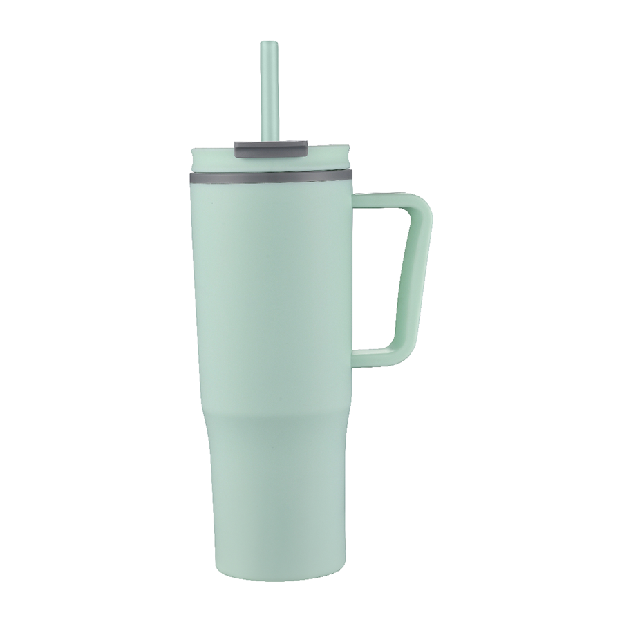 EcoSip 30oz Double Wall Plastic Travel Tumbler with Handle & Straw 19