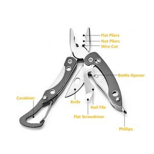 Versatile Stainless Steel Multi Tool With Carabiner Clip 10