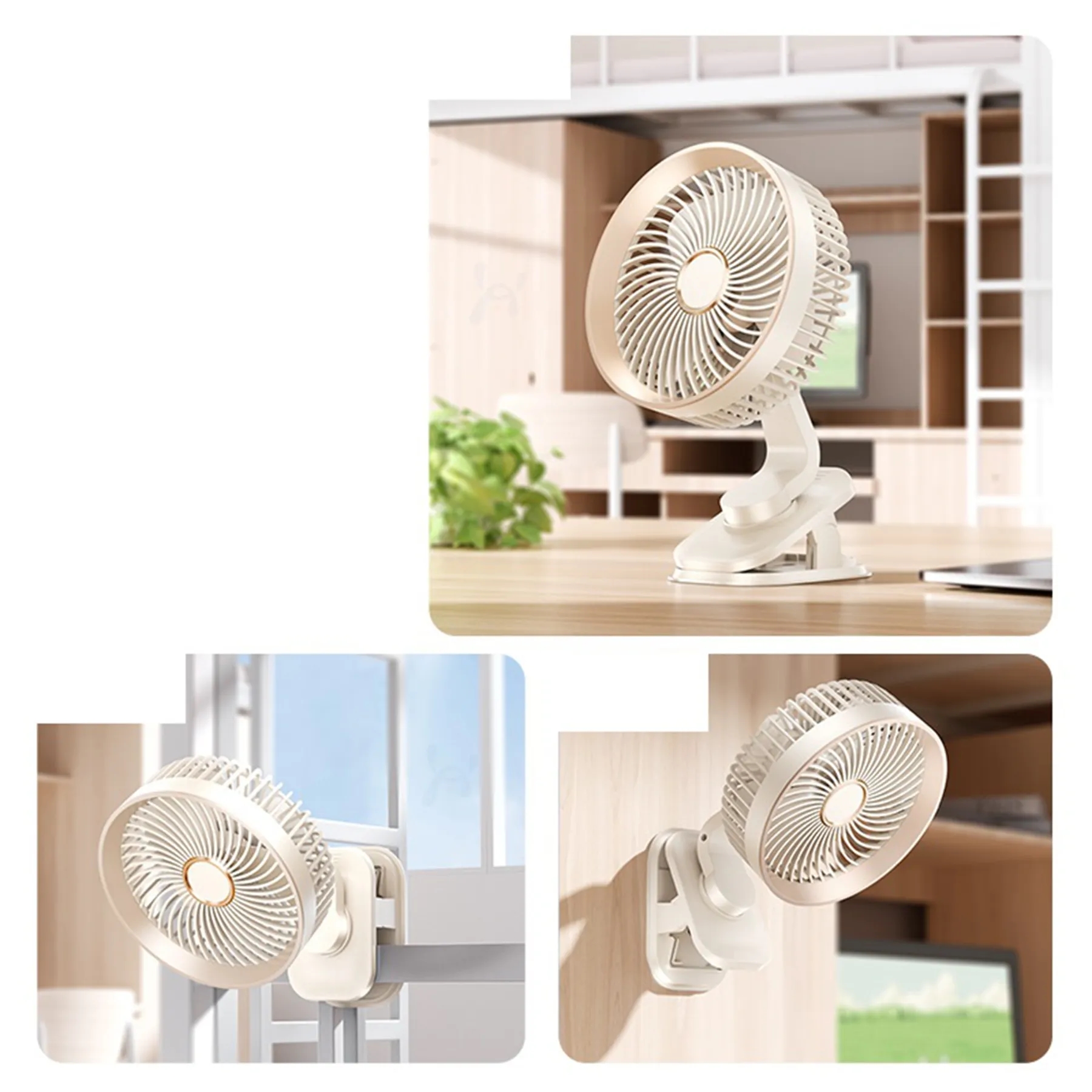 1200 mAh Chargeable Office Desktop Mini Clip Fan 3